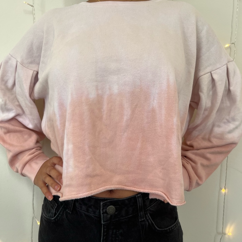 Ombre cropped crew neck